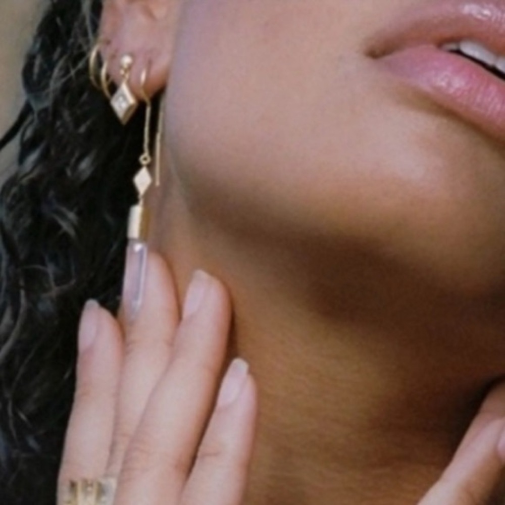 Spell Vintage Gold Earrings with tiny rhinestone detail